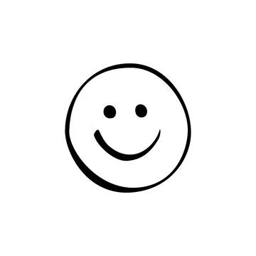 A round smiling face featuring two eyes and an upward curve represents joy an Stock Illustration