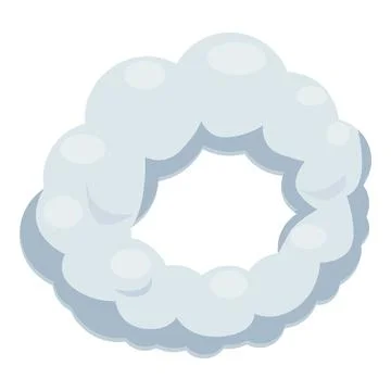 Round smoke cloud frame floating isolated on white background Stock Illustration