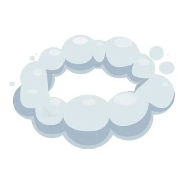 Round smoke cloud frame floating isolated on white background Stock Illustration