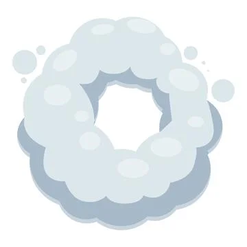 Round smoke cloud frame floating isolated on white background Stock Illustration