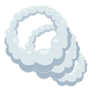 Round smoke rings creating a pattern on white background Illustrazione stock