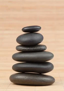 Round smooth pebbles stack close up Stock Photos