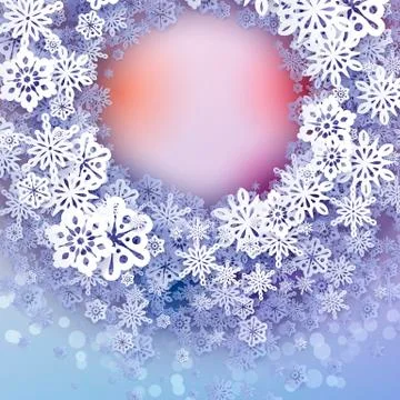 Round snow frame with place for text Stock Illustration