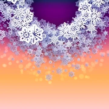 Round snow frame with place for text Stock Illustration