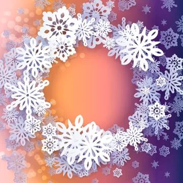 Round snow frame with place for text イラスト素材