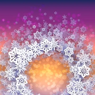 Round snow frame with place for text Stock Illustration