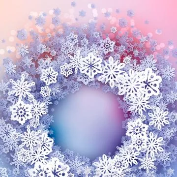 Round snow frame with place for text Stock Illustration