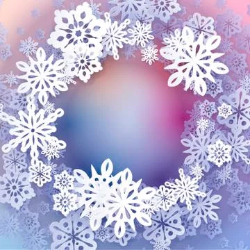 Round snow frame with place for text Illustrazione stock