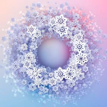 Round snow frame with place for text イラスト素材