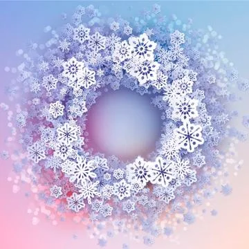 Round snow frame with place for text イラスト素材