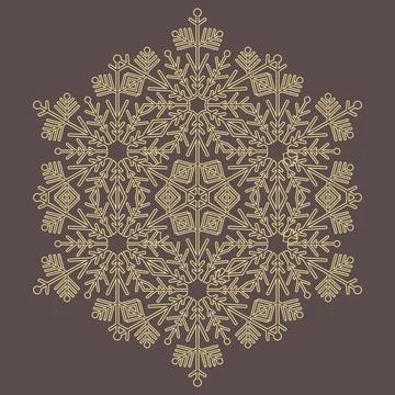 Round Snowflake With Abstract Winter Ornament Stock Illustration
