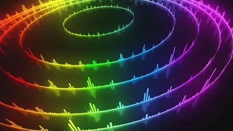 Round Sound Equalizer Rotating VJ Loop Motion Background Rainbow Colors Spectrum Video stock 73873676