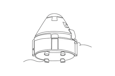 Round space capsule or reentry module seen from low angle 库存插图