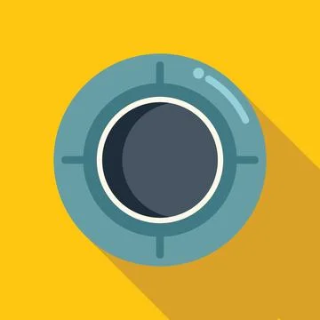 Round spaceship window pointing at dark side of planet in flat design Stock Illustration