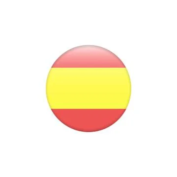 Round spain flag vector icon isolated. Spain flag button on white Stock Illustration