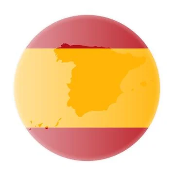 Round spanish flag and map of spain outline sticker Stock-Illustration
