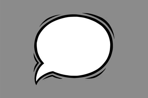 Round speech bubble in comic style. Oval speech bubble isolated in grey Stock Illustration