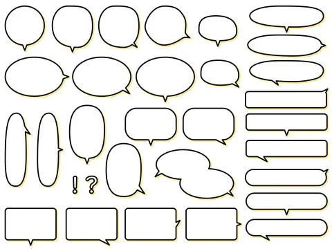 Round speech bubble set with 3D effect. Stock Illustration