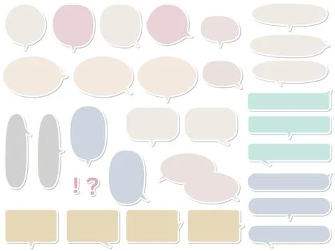 Round speech bubble set with calm color. Stock Illustration