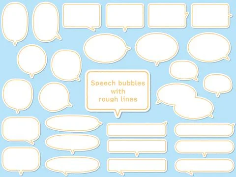 Round speech bubble set drawn with rough lines. Stock Illustration