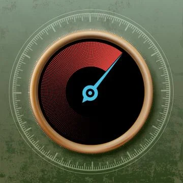 Round speedometer with an arrow. Illustrazione stock