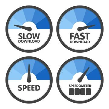 Round Speedometers set with slow and fast speed download. Vector illustration Stock Illustration