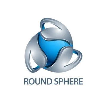 Round sphere logo concept design. three dimensional style. 3D Symbol graphic  Illustrazione stock