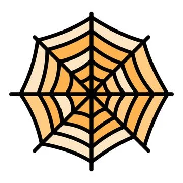 Round spider web icon, outline style Stock Illustration