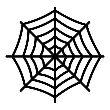 Round spider web icon, outline style Stock Illustration