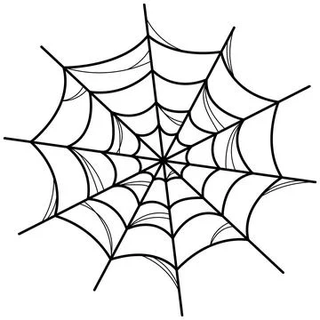 Round spider web. Sketch. Vector illustration. Fine woven thread. Stock Illustration