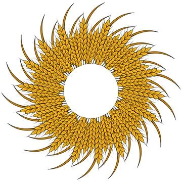 Round spike of wheat frame with space for text. Template for beer, bread pa.. Stock Illustration