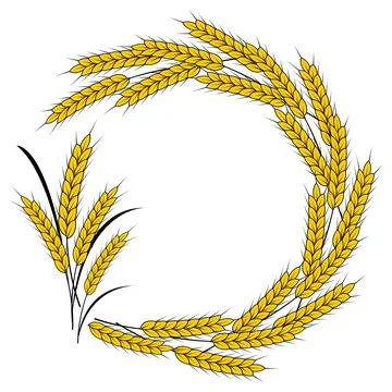 Round Spikelet frame with space for text isolated on white background. Vect.. Stock Illustration