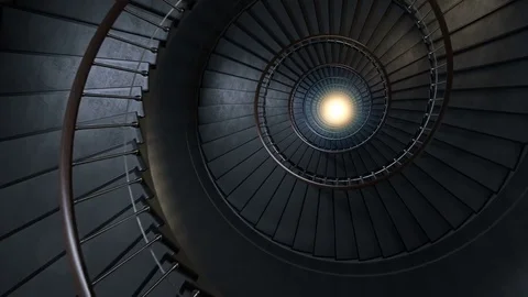 Round spiral staircase. Stock Footage 83462372