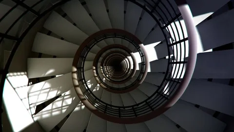Round spiral staircase, loop and reverse Stock Footage