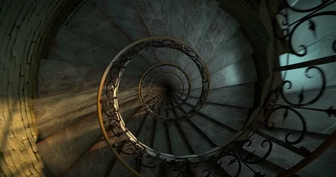 Round spiral staircase, loop and reverse Stock Footage 101323789