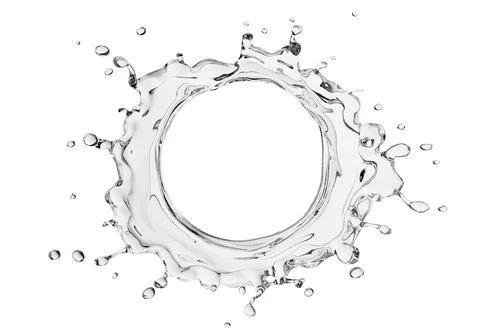 Round splash of pure water with splashes and drops. Illustration. Stock Illustration
