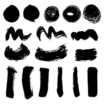 Round Sponge Fine, long and curved brush strokes. Stock Illustration