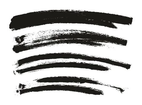 Round Sponge Thin Artist Brush Curved Background High Detail Abstract Vector Set Illustrazione stock