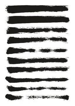 Round Sponge Thin Artist Brush Straight Lines High Detail Vector MEGA Set Illustrazione stock