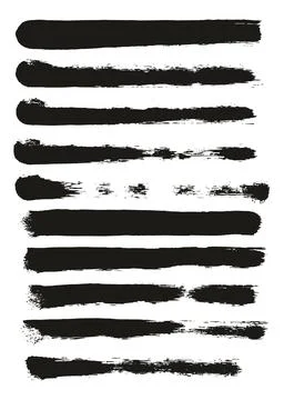 Round Sponge Thin Artist Brush Straight Lines High Detail Vector MEGA Set Illustrazione stock
