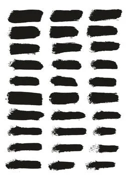 Round Sponge Thin Artist Brush Straight Lines High Detail Vector MEGA Set Stock Illustration