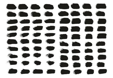 Round Sponge Thin Artist Brush Straight Lines High Detail Vector Background Set Stock Illustration