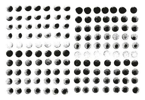 Round Sponge Thin Artist Brush Straight Lines High Detail Vector Background Set Stock Illustration