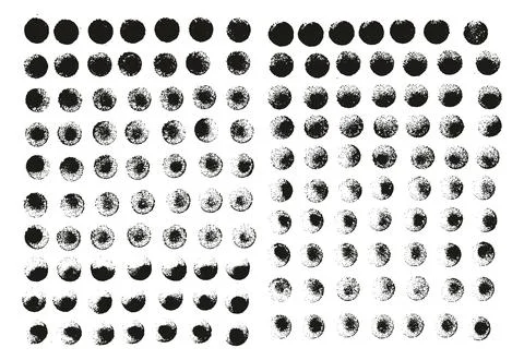 Round Sponge Thin Artist Brush Straight Lines High Detail Vector Background Set イラスト素材
