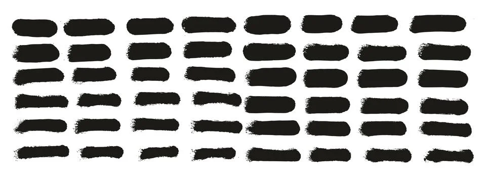 Round Sponge Thin Artist Brush Straight Lines High Detail Vector Background Set Stock Illustration