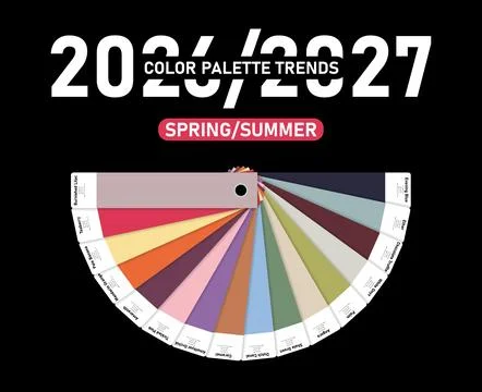 Round spring and summer 2026 fashion trends color palette isolated on black Stock Illustration