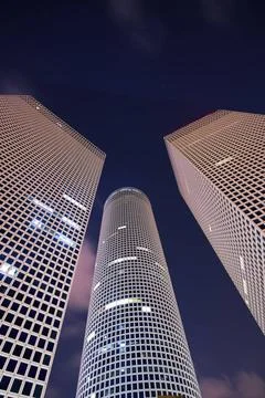 Round, square and triangular skyscrapers Round, square and triangular skys... Stock Photos