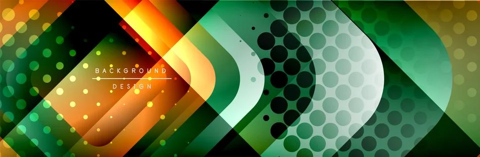 Round squares shapes composition geometric abstract background. Vector Stock Illustration