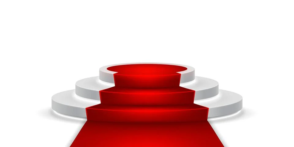 Round stage podium. Stage vector backdrop. Festive podium scene with red carp Stock Illustration