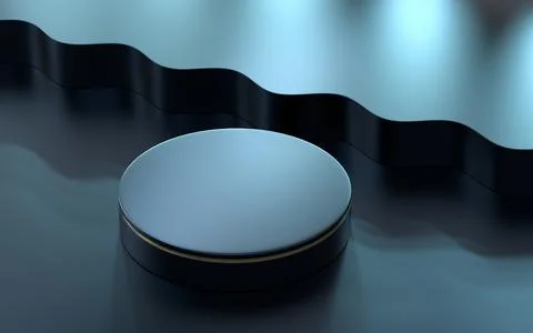 Round stage with wave pattern decoration, 3d rendering. Stock Illustration